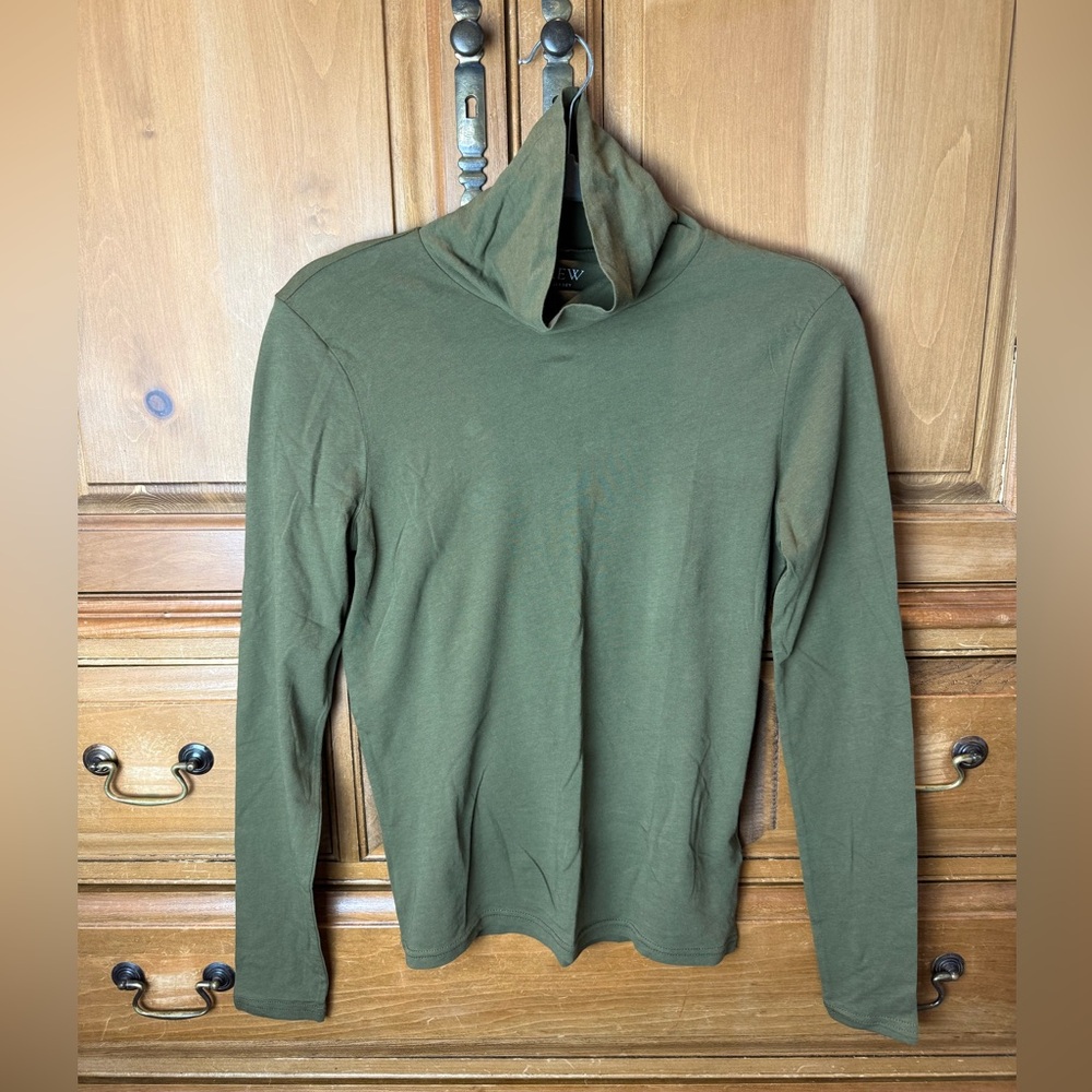 J. Crew Olive Feather Jersey Lightweight Turtleneck